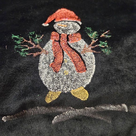 Coconut Bay Sweater Womens 2X Black Velour Snowman Plus Size Soft Pullover - Picture 2 of 8